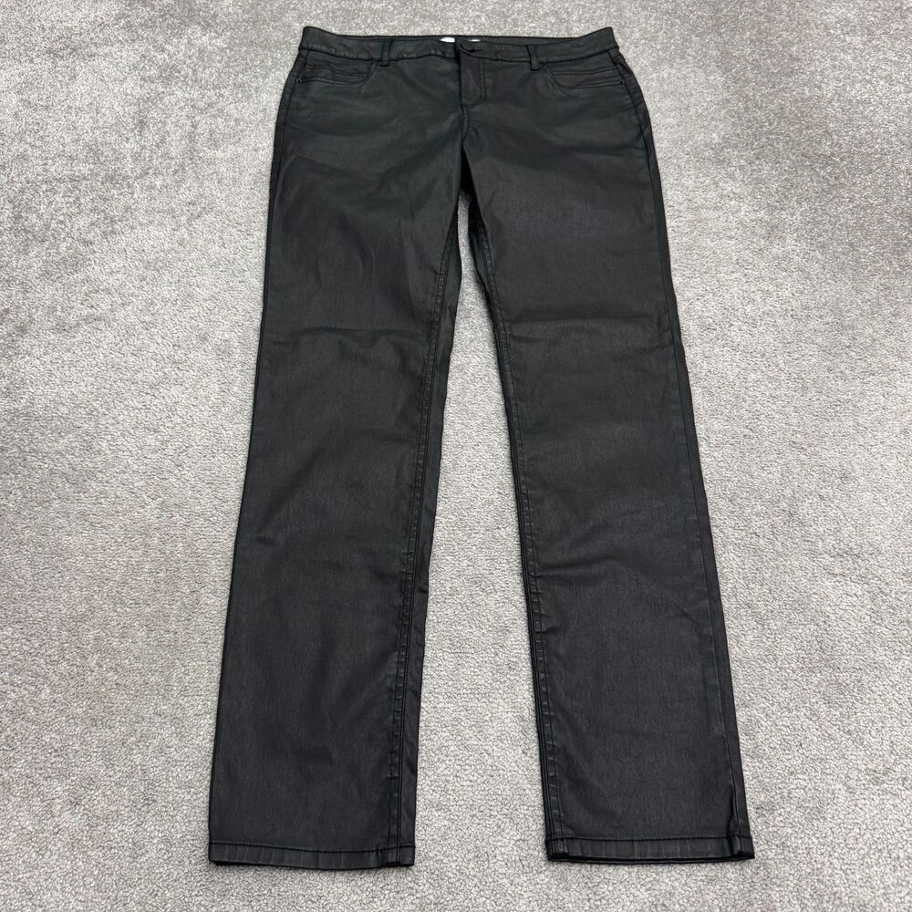 Gerard Darel Denim Jeans Men 46 Black Coated Straight Leg Stretch 5‑Pocket Zip